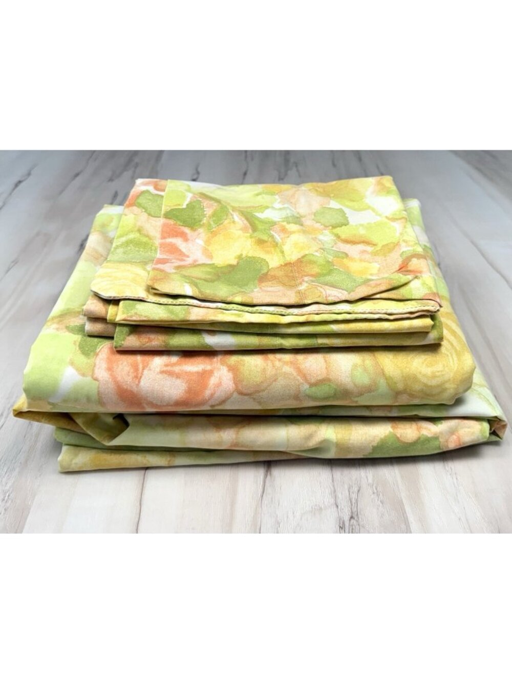 VTG 4pc CANNON Royal Family FULL/DOUBLE Percale Watercolor Rose SHEET SET EUC